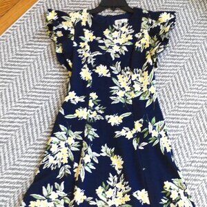 ELIZA J FLUTTER SLEEVE BACK ZIP FULL SKIRT DRESS SIZE 2